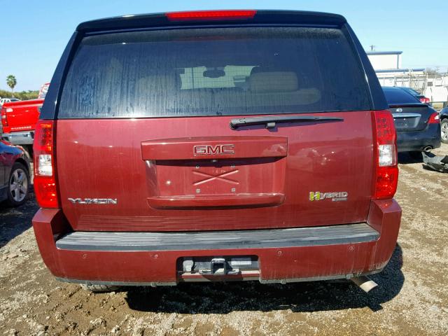 1GKFC13558R212502 - 2008 GMC YUKON HYBR RED photo 9