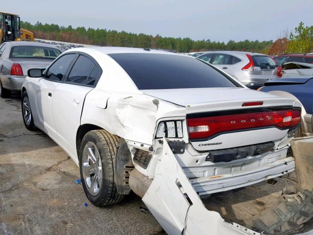 2C3CDXHG0DH523035 - 2013 DODGE CHARGER SX WHITE photo 3