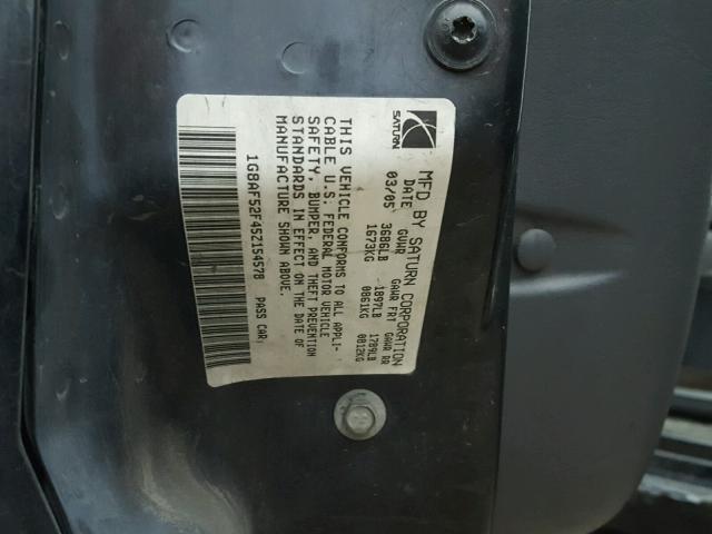 1G8AF52F45Z154578 - 2005 SATURN ION LEVEL BLACK photo 10