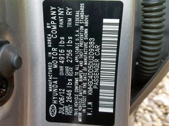 KMHGC4DD5DU209383 - 2013 HYUNDAI GENESIS 3. GRAY photo 10