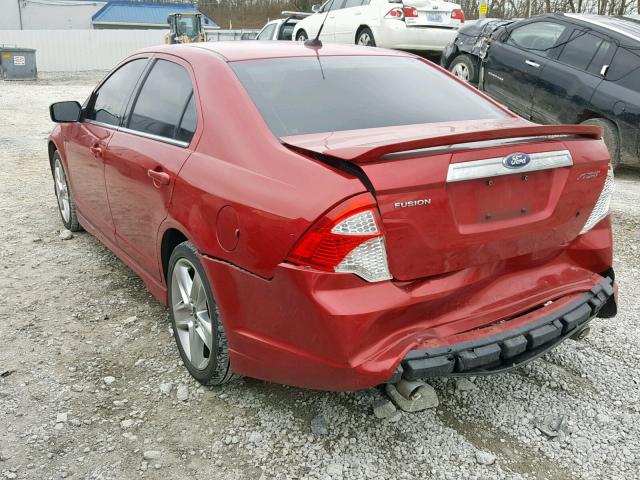 3FAHP0KC2AR354907 - 2010 FORD FUSION SPO RED photo 3