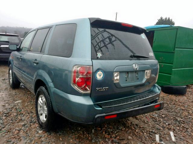 5FNYF281X7B018625 - 2007 HONDA PILOT LX BLUE photo 3