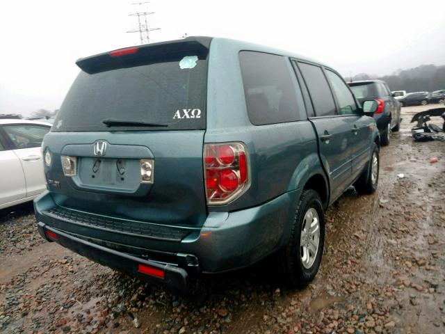 5FNYF281X7B018625 - 2007 HONDA PILOT LX BLUE photo 4