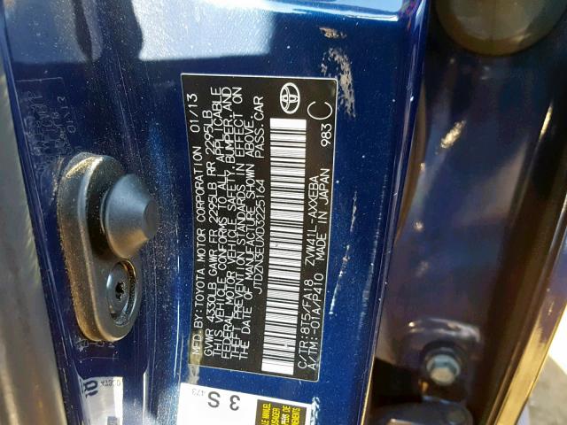 JTDZN3EUXD3225164 - 2013 TOYOTA PRIUS V BLUE photo 10