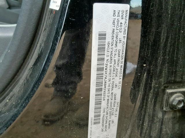 3VW1K7AJ4BM393318 - 2011 VOLKSWAGEN JETTA BASE Սև լուսանկար 10