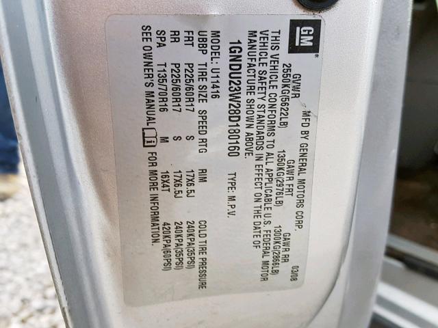 1GNDU23W28D180160 - 2008 CHEVROLET UPLANDER L Gümüş foto 10