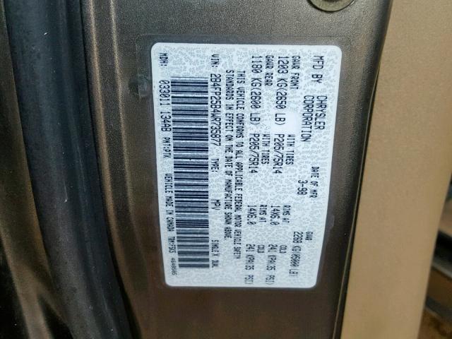 2B4FP25B4WR735877 - 1998 DODGE CARAVAN GRAY photo 10