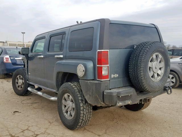 5GTDN13E278205758 - 2007 HUMMER H3 BLUE photo 3