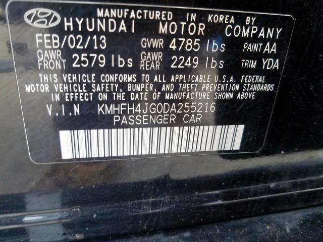 KMHFH4JG0DA255216 - 2013 HYUNDAI AZERA GLS BLACK photo 10