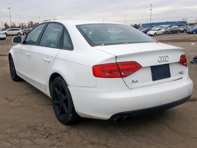 WAULF78KX9N033515 - 2009 AUDI A4 2.0T QU WHITE photo 3