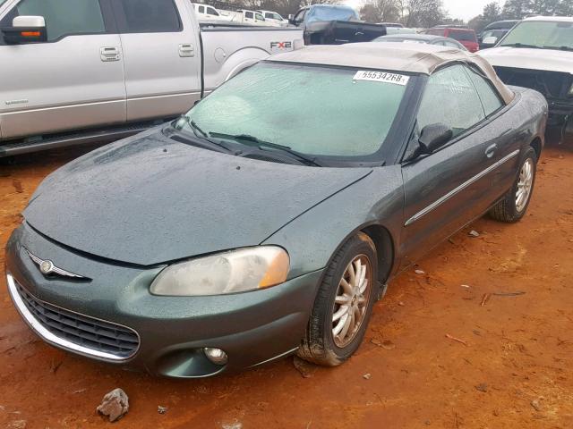 1C3EL55R42N352171 - 2002 CHRYSLER SEBRING LX GREEN photo 2