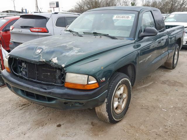 1B7GL22X1YS588308 - 2000 DODGE DAKOTA GREEN photo 2