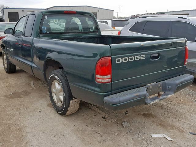 1B7GL22X1YS588308 - 2000 DODGE DAKOTA GREEN photo 3