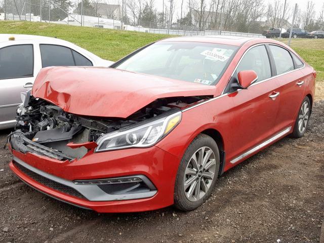 5NPE34AFXHH467366 - 2017 HYUNDAI SONATA SPO RED photo 2