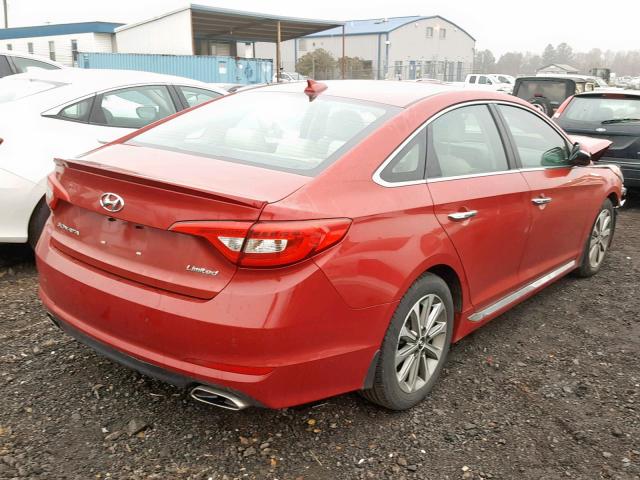 5NPE34AFXHH467366 - 2017 HYUNDAI SONATA SPO RED photo 4