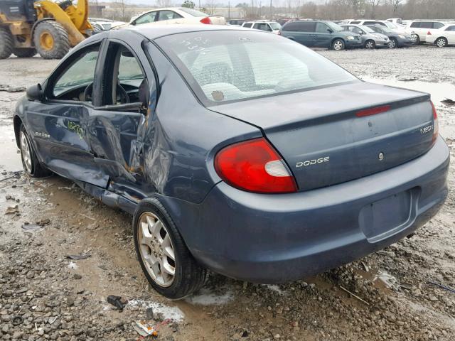 1B3AS46C51D241670 - 2001 DODGE NEON SE BLUE photo 3