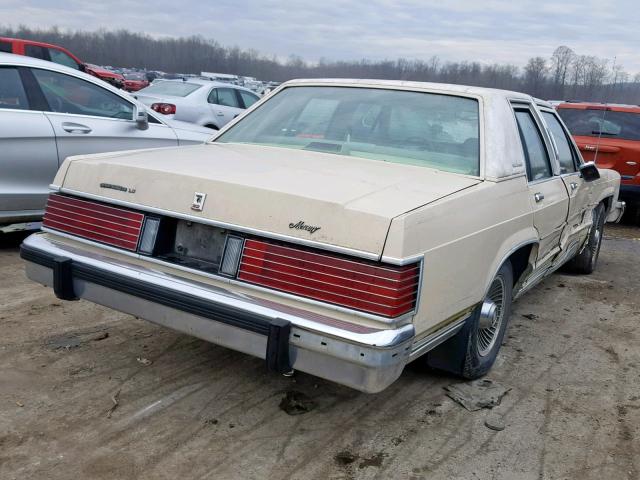 2MEBM75F3HX688204 - 1987 MERCURY GRAND MARQ BEIGE photo 4