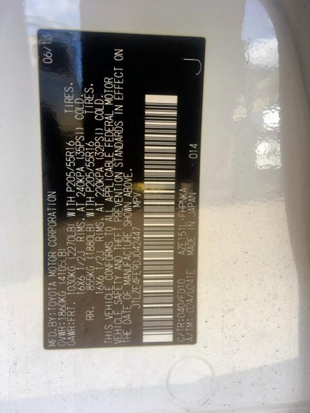 JTLZE4FE9DJ042447 - 2013 TOYOTA SCION XB WHITE photo 10