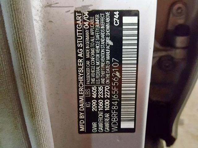 WDBRF84J65F562107 - 2005 MERCEDES-BENZ C 320 4MAT SILVER photo 10