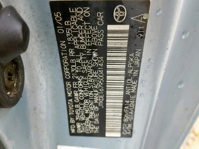 JTKDE167950041434 - 2005 TOYOTA SCION TC Mavi foto 10