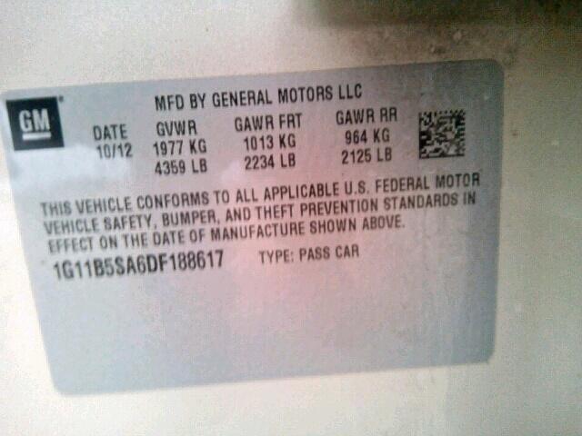 1G11B5SA6DF188617 - 2013 CHEVROLET MALIBU LS ბეჟი ფოტო 10