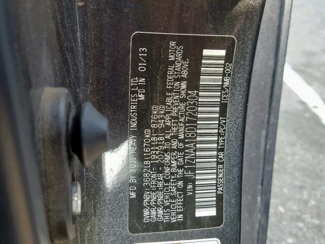 JF1ZNAA18D1720304 - 2013 TOYOTA SCION FR-S GRAY photo 10