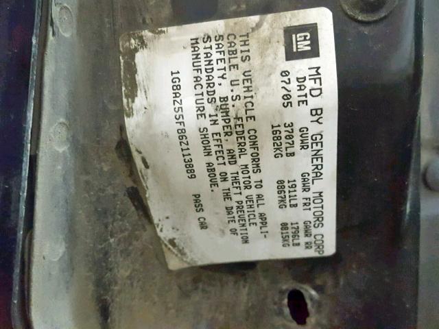 1G8AZ55F86Z113889 - 2006 SATURN ION LEVEL BLACK photo 10