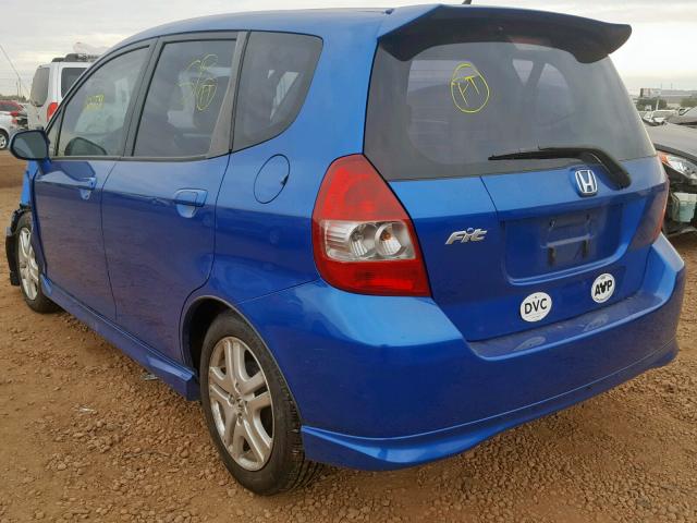 JHMGD38637S015621 - 2007 HONDA FIT S 蓝色 照片 3