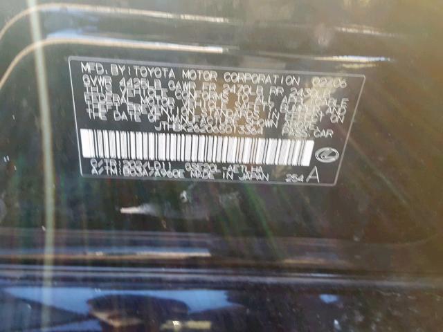 JTHBK262065013364 - 2006 LEXUS IS 250 BLACK photo 10