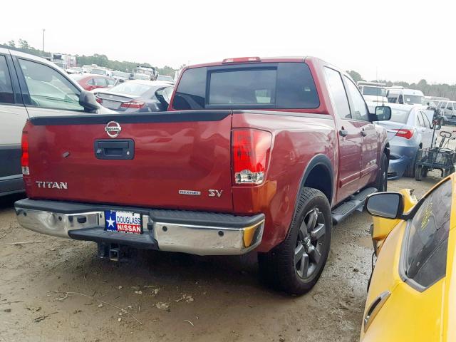 1N6BA0ED1FN514546 - 2015 NISSAN TITAN S RED photo 4