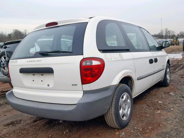 1B4GP25321B243563 - 2001 DODGE CARAVAN SE WHITE photo 4