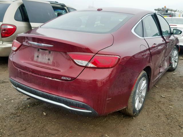 1C3CCCAB9FN721262 - 2015 CHRYSLER 200 LIMITE BURGUNDY photo 4