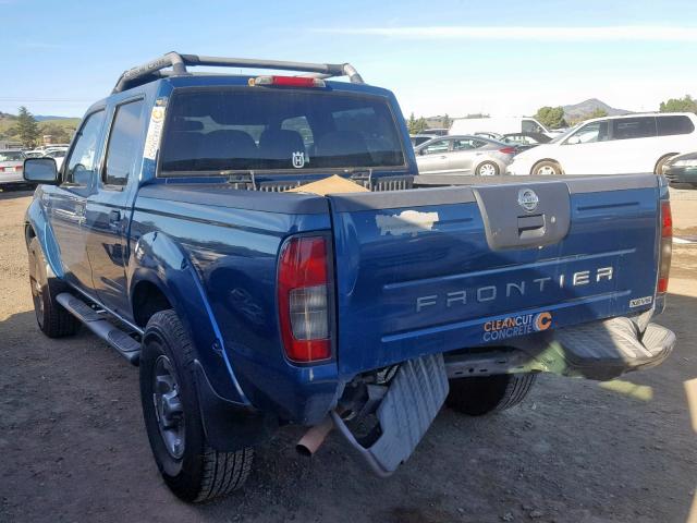 1N6ED27T63C447356 - 2003 NISSAN FRONTIER C BLUE photo 3