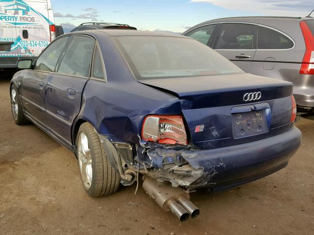 WAUDD68D8YA106716 - 2000 AUDI S4 2.7 QUA BLUE photo 3