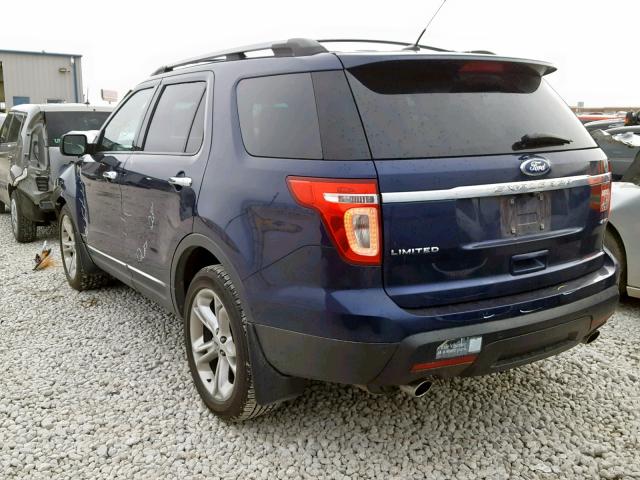 1FMHK8F86BGA40615 - 2011 FORD EXPLORER L BLUE photo 3