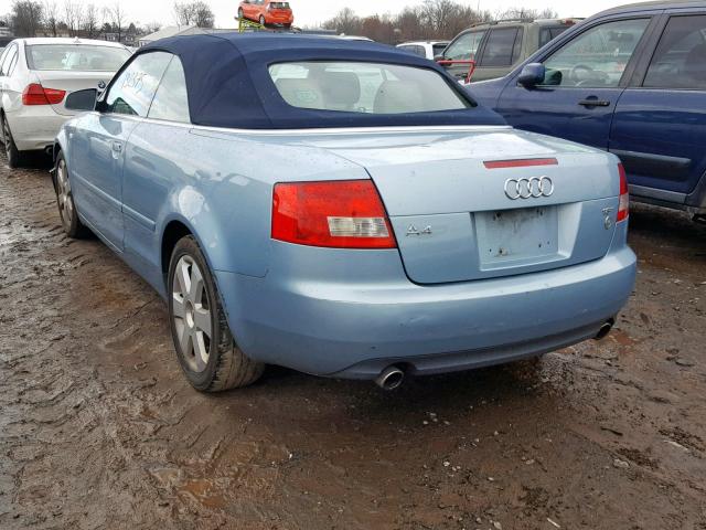 WAUAC48H25K013726 - 2005 AUDI A4 1.8 CAB BLUE photo 3