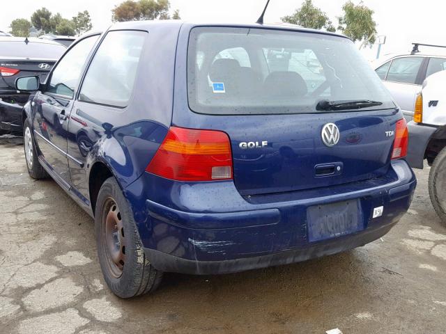 9BWBP61J434080453 - 2003 VOLKSWAGEN GOLF GL TD BLUE photo 3