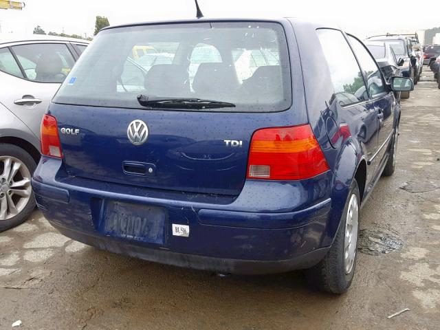 9BWBP61J434080453 - 2003 VOLKSWAGEN GOLF GL TD BLUE photo 4