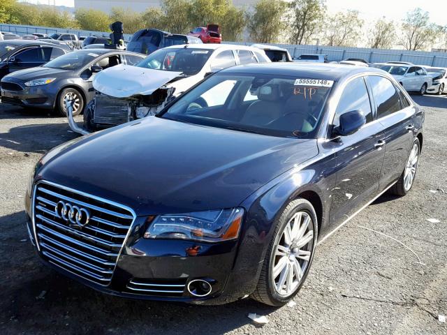 WAURMAFD9EN003238 - 2014 AUDI A8 L TDI BLUE photo 2