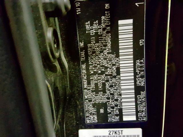 5TFEM5F12BX025919 - 2011 TOYOTA TUNDRA CRE BLACK photo 10