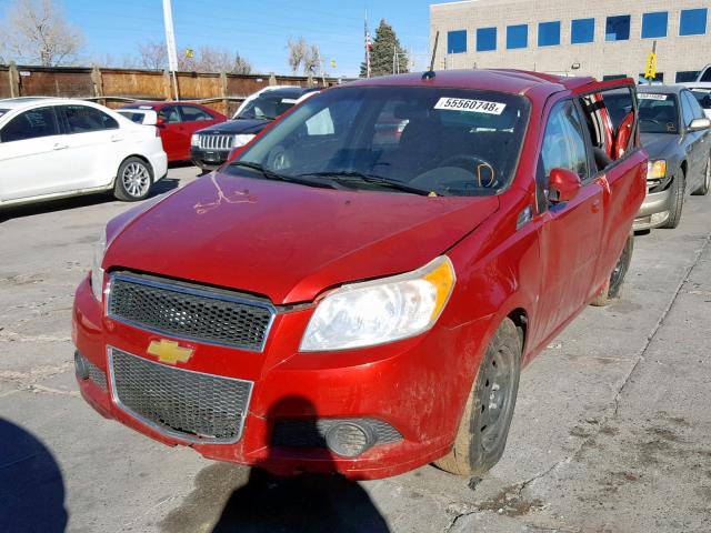 KL1TD66E59B317885 - 2009 CHEVROLET AVEO LS RED photo 2