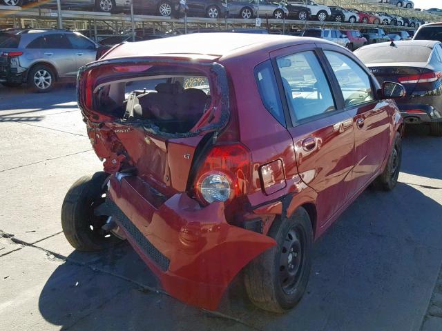 KL1TD66E59B317885 - 2009 CHEVROLET AVEO LS RED photo 4