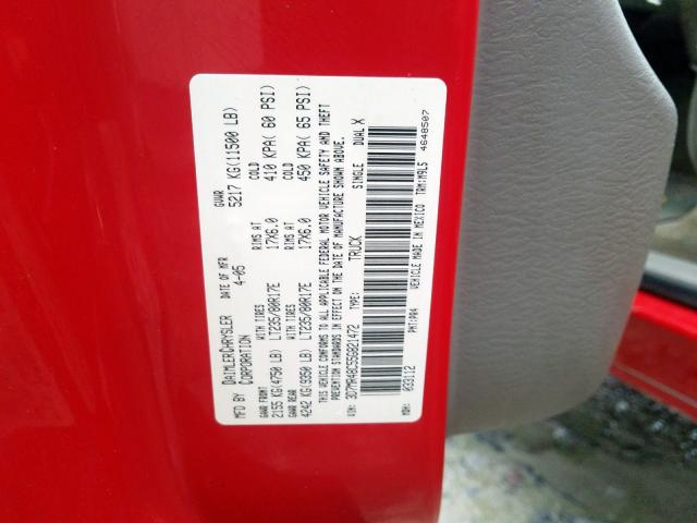 3D7MR48C55G821472 - 2005 DODGE RAM 3500 S RED photo 10