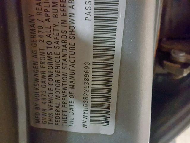WVWYH63B22E389693 - 2002 VOLKSWAGEN PASSAT GLX Boz foto 10