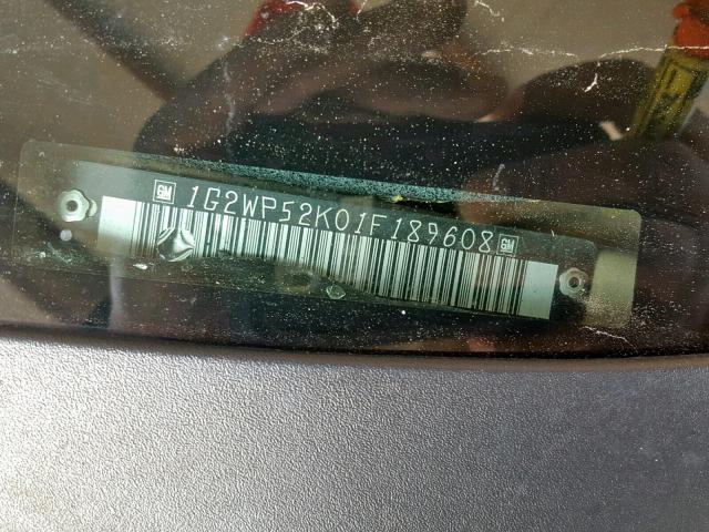 1G2WP52K01F189608 - 2001 PONTIAC GRAND PRIX ოქროსფერი ფოტო 10