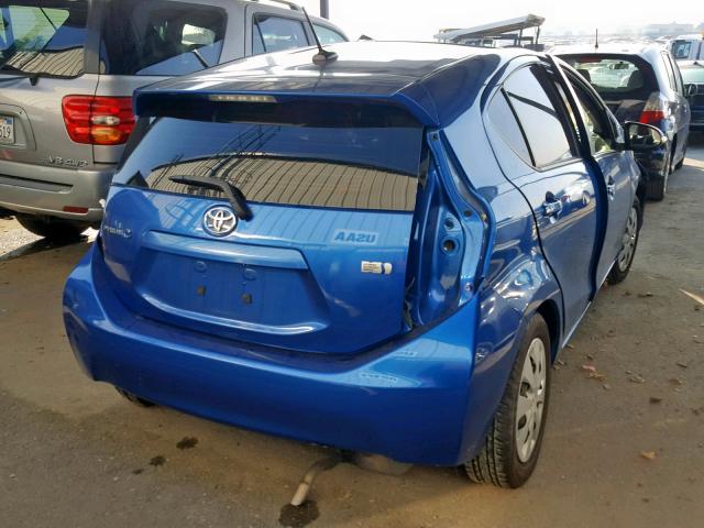 JTDKDTB34C1024743 - 2012 TOYOTA PRIUS C BLUE photo 4