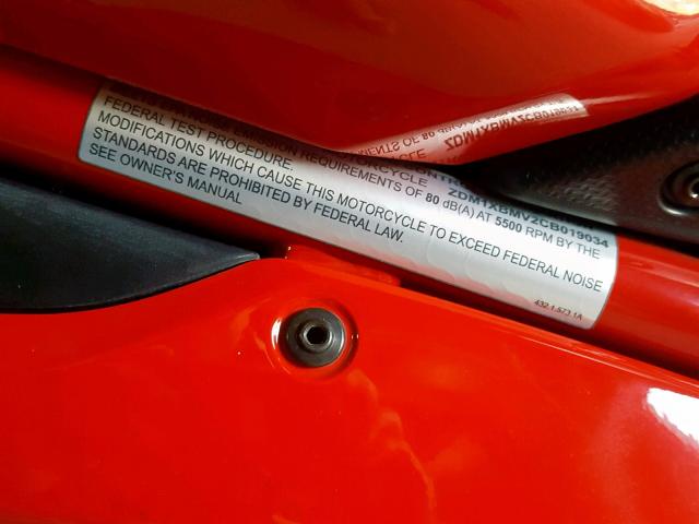 ZDM1XBMV2CB019034 - 2012 DUCATI SUPERBIKE RED photo 10