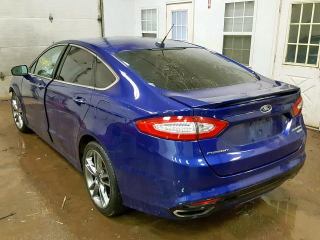 3FA6P0K96DR302535 - 2013 FORD FUSION TIT BLUE photo 3