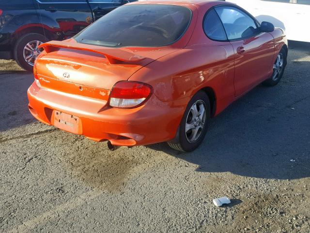 KMHJG25F9YU179907 - 2000 HYUNDAI TIBURON RED photo 4