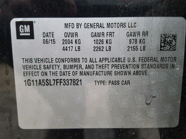 1G11A5SL7FF337821 - 2015 CHEVROLET MALIBU LS Қара фото 10